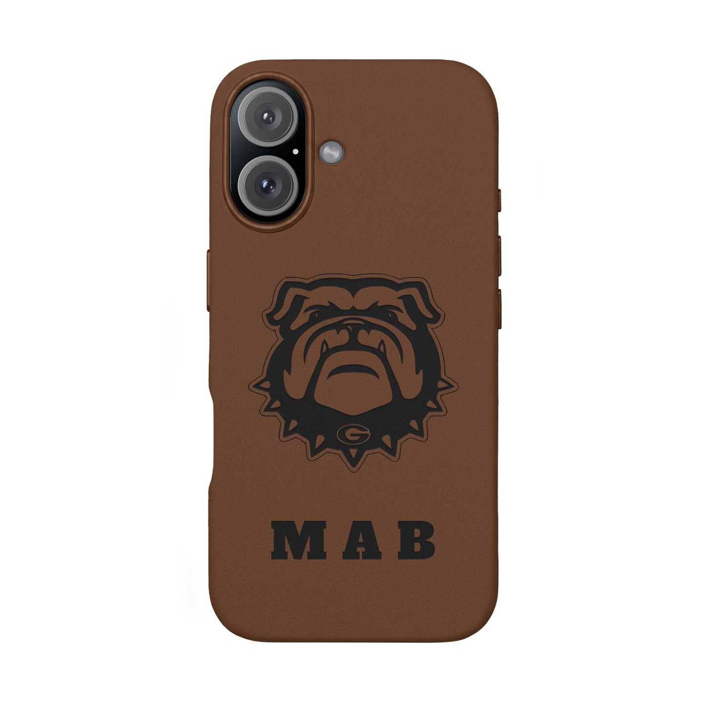 Personalized Georgia Bulldog™ Monogram Engraved PU Leather Phone Case | Custom Initials