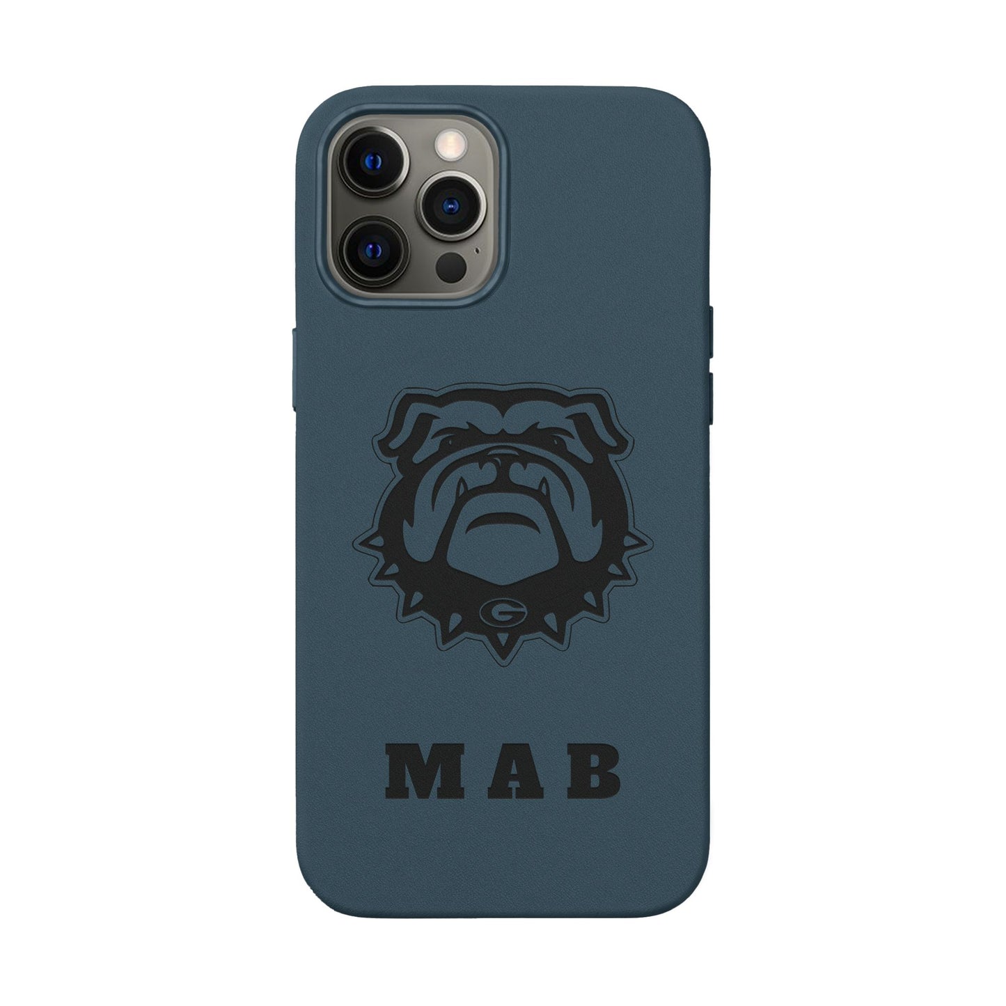 Personalized Georgia Bulldog™ Monogram Engraved PU Leather Phone Case | Custom Initials