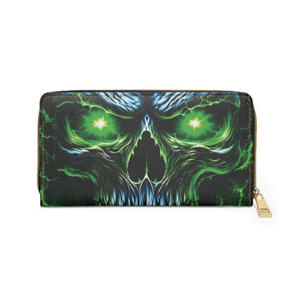 NecroVolt™ Zipper Wallet | Gothic Skull Faux Leather Wallet