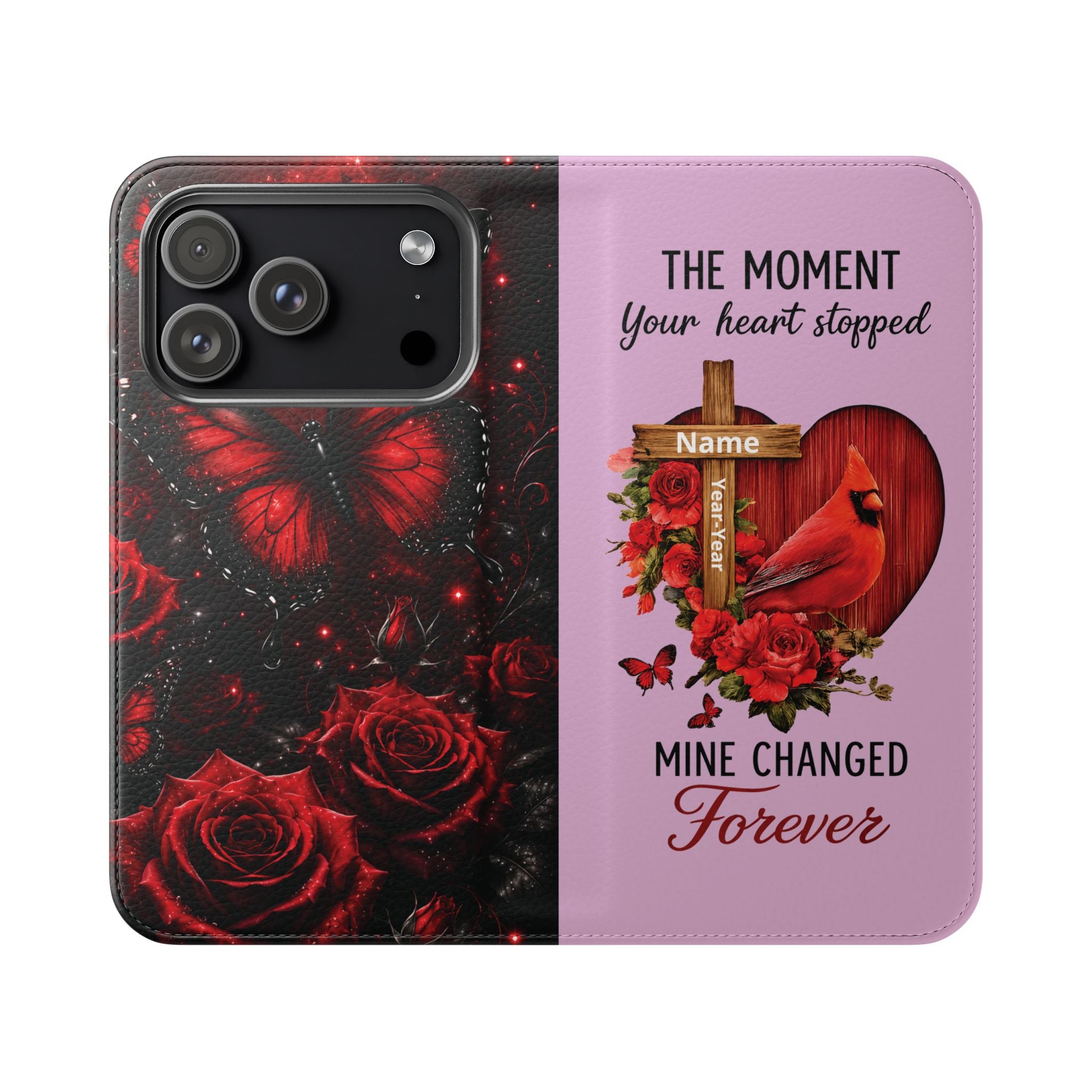 Cardinal's Promise™ Personalized Memorial Flip Wallet Case for iPhone 11-17 Series