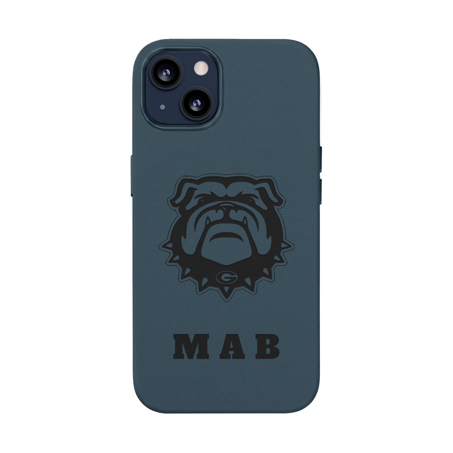 Personalized Georgia Bulldog™ Monogram Engraved PU Leather Phone Case | Custom Initials
