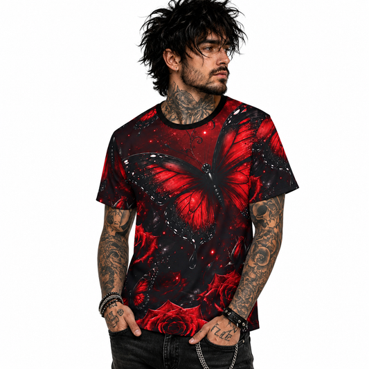 Crimson Metamorphosis™ Unisex All-Over Print Graphic T-Shirt
