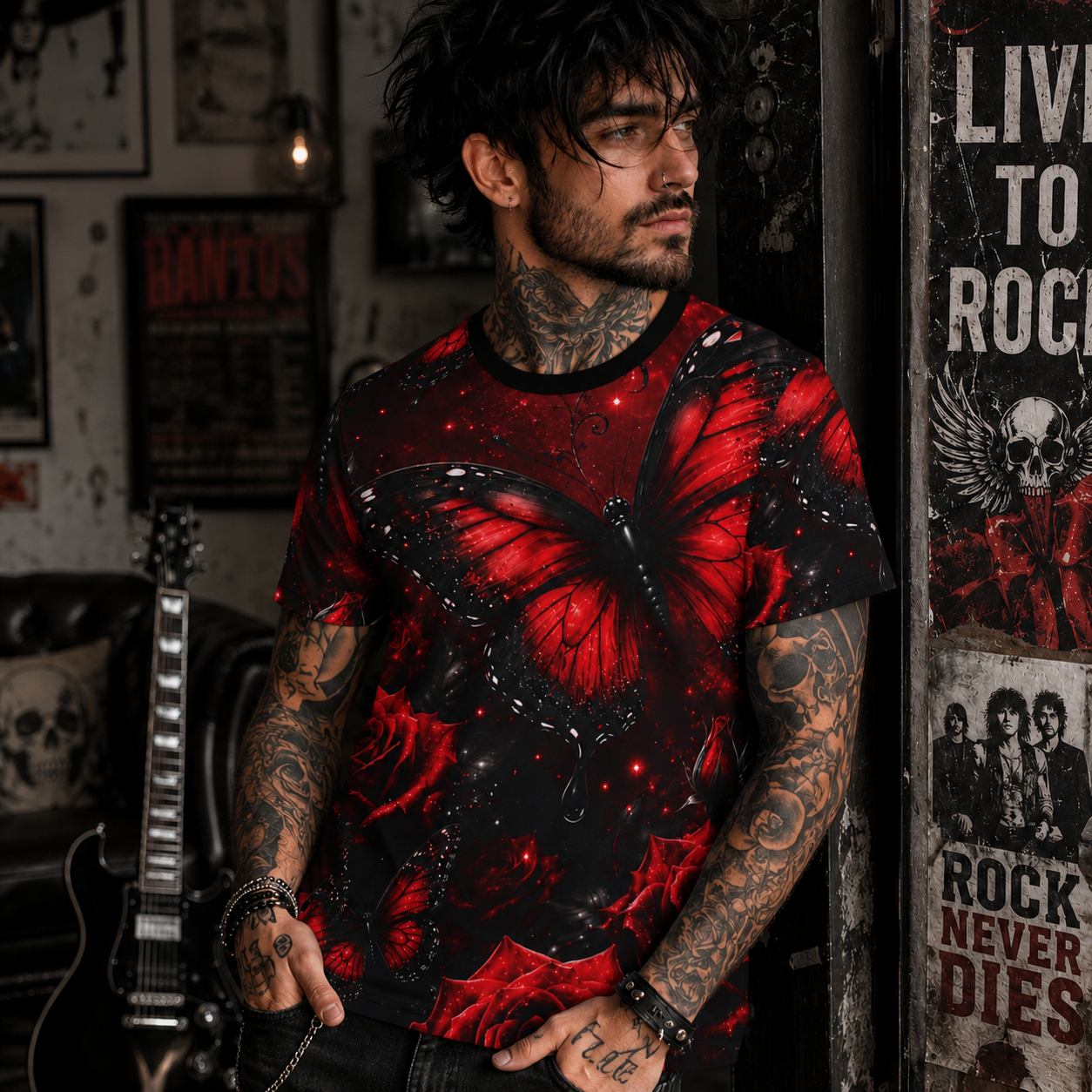 Crimson Metamorphosis™ Unisex All-Over Print Graphic T-Shirt