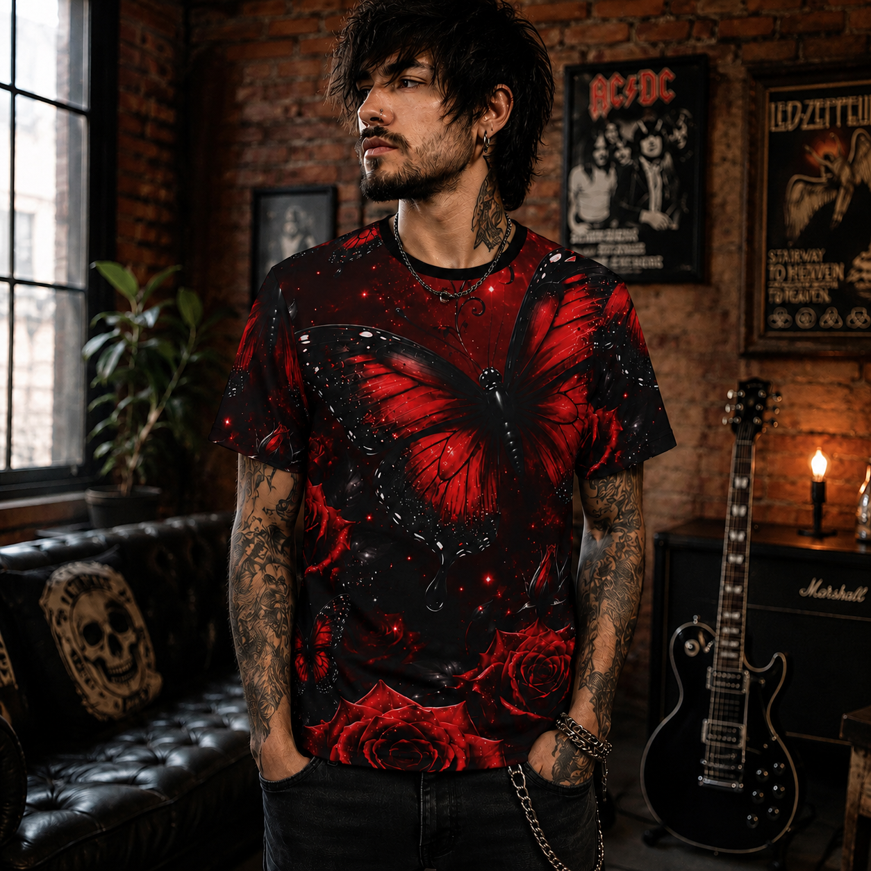 Crimson Metamorphosis™ Unisex All-Over Print Graphic T-Shirt