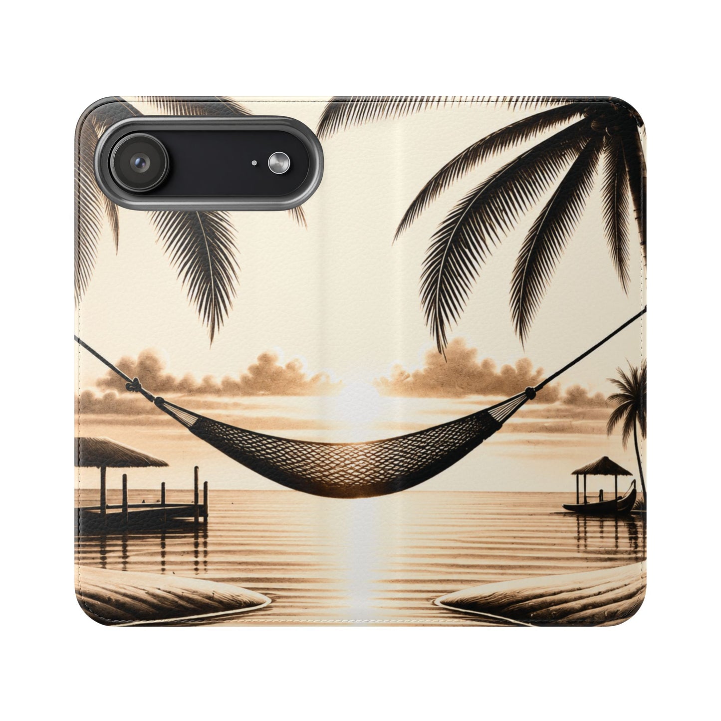 Island Serenity™ Faux Leather Flip Wallet Case for iPhone