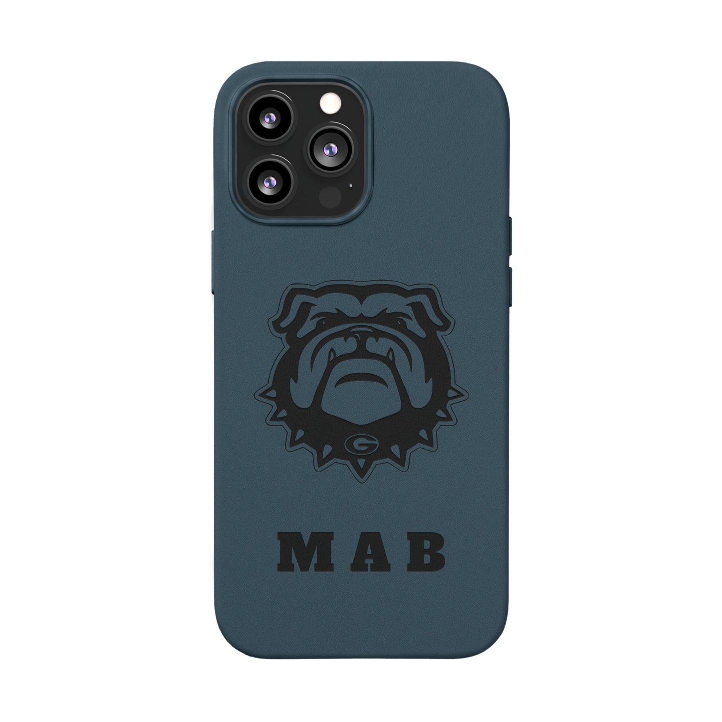 Personalized Georgia Bulldog™ Monogram Engraved PU Leather Phone Case | Custom Initials