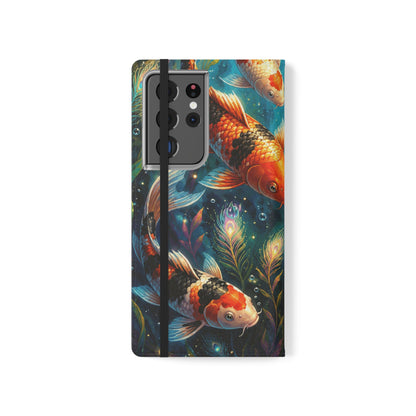 Koi Serenity™ Premium Leather Flip Wallet Case for Samsung Galaxy