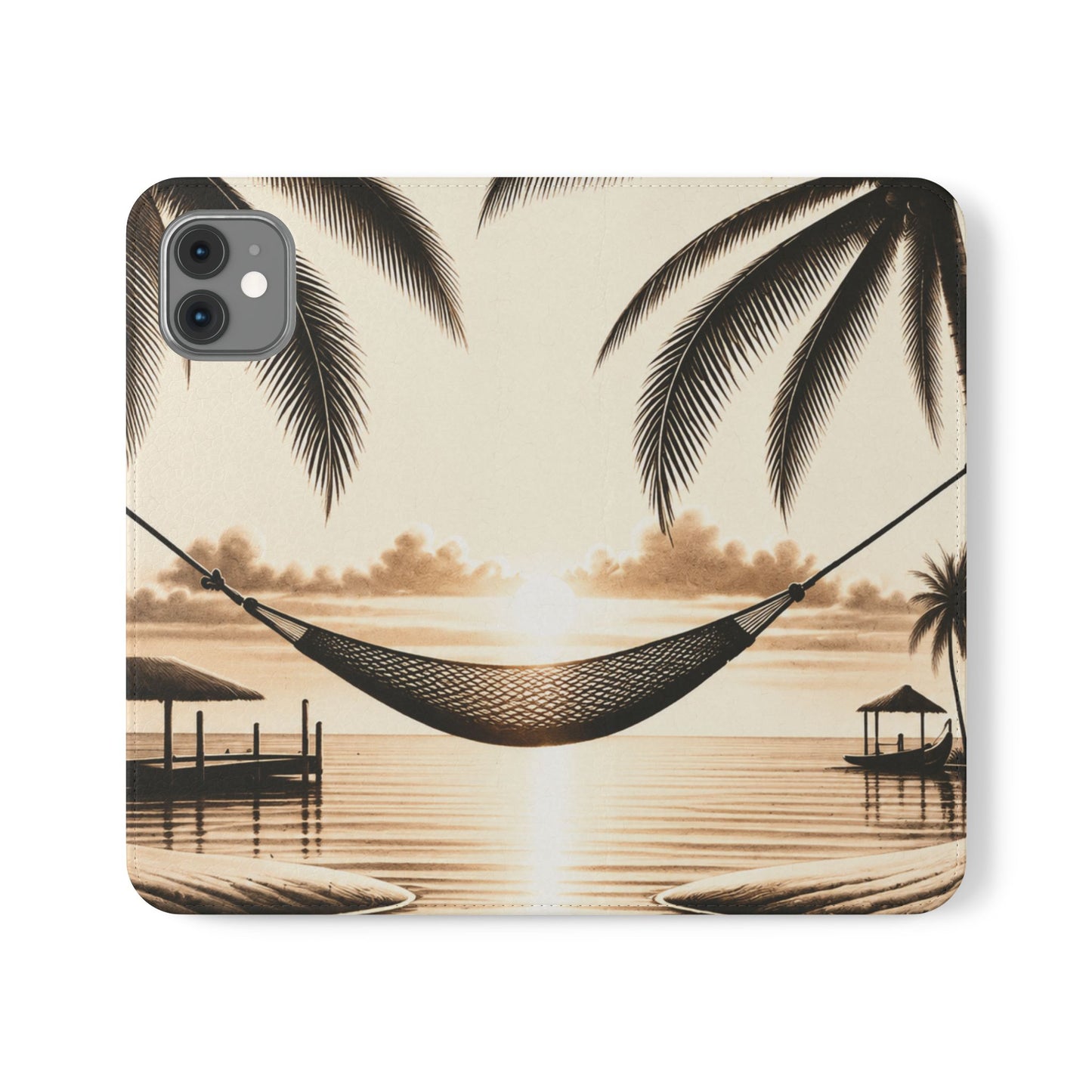 Island Serenity™ Faux Leather Flip Wallet Case for iPhone
