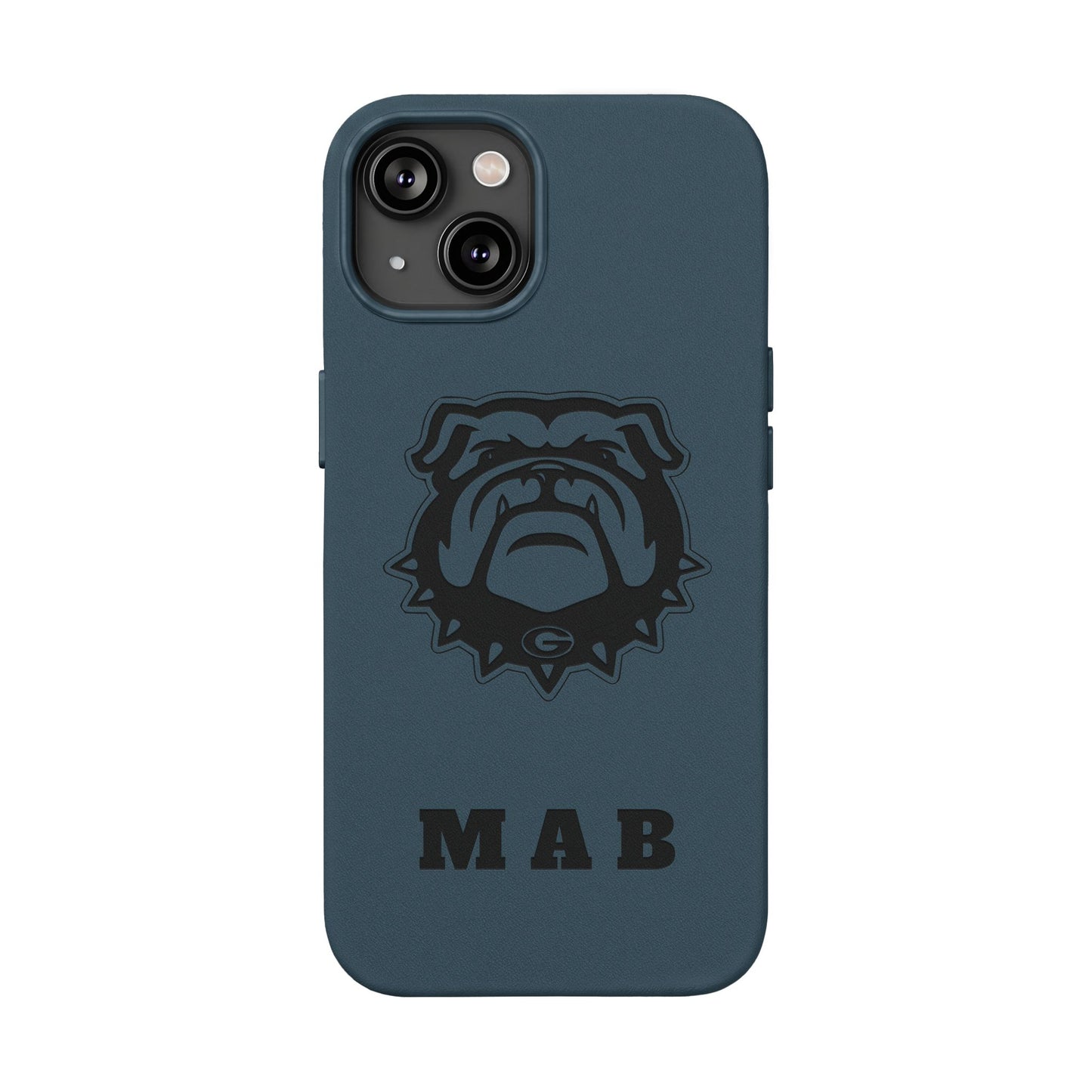 Personalized Georgia Bulldog™ Monogram Engraved PU Leather Phone Case | Custom Initials