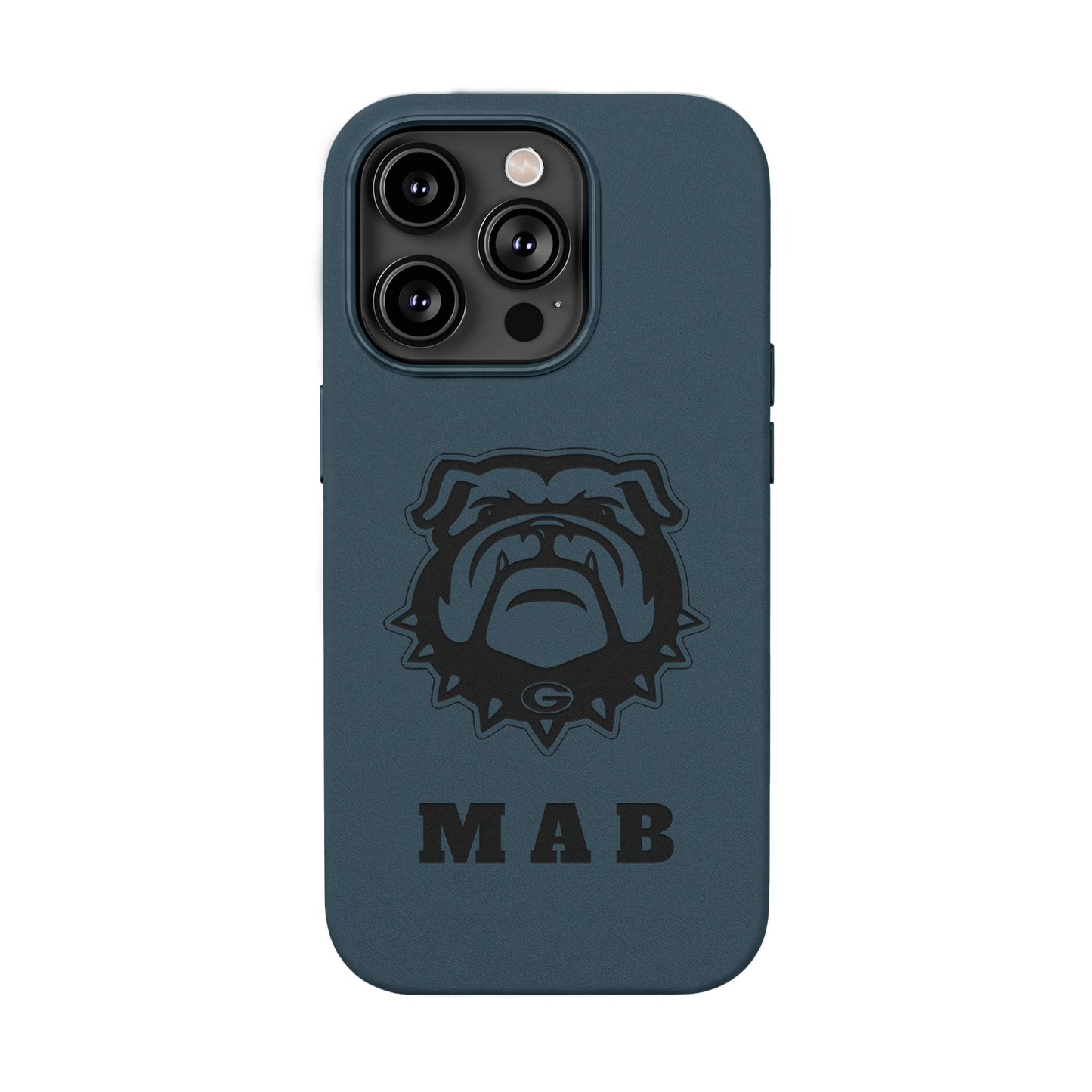 Personalized Georgia Bulldog™ Monogram Engraved PU Leather Phone Case | Custom Initials