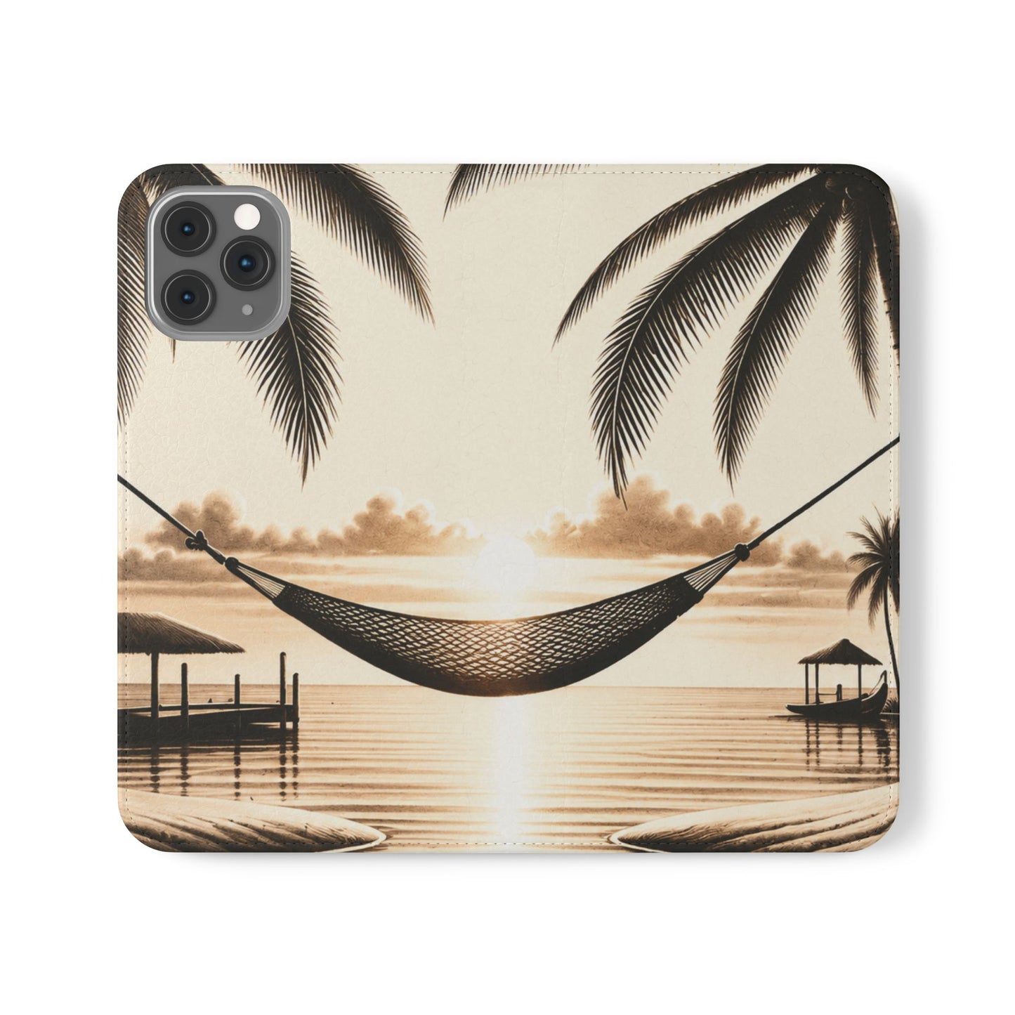 Island Serenity™ Faux Leather Flip Wallet Case for iPhone