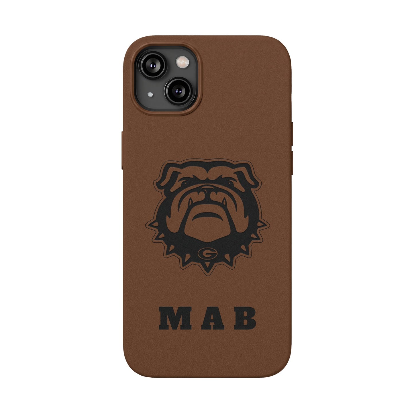 Personalized Georgia Bulldog™ Monogram Engraved PU Leather Phone Case | Custom Initials