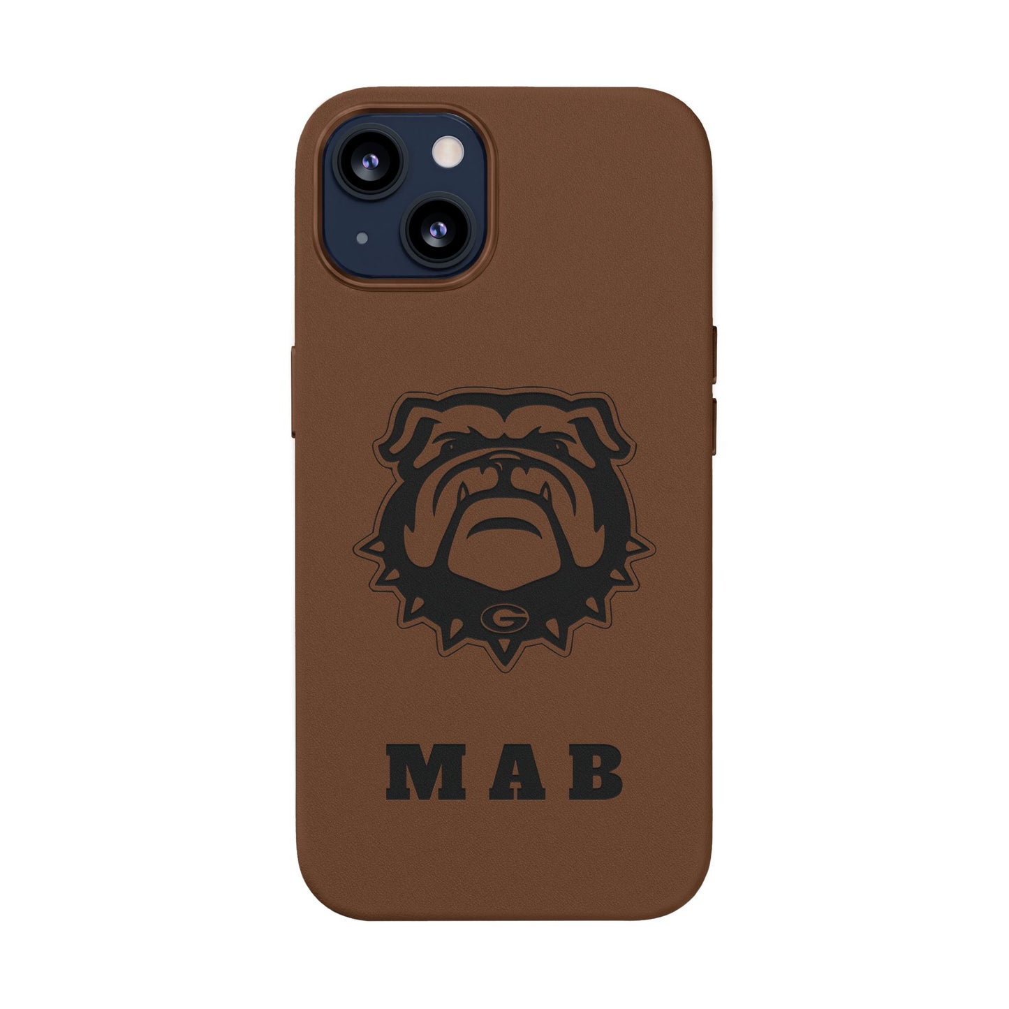 Personalized Georgia Bulldog™ Monogram Engraved PU Leather Phone Case | Custom Initials
