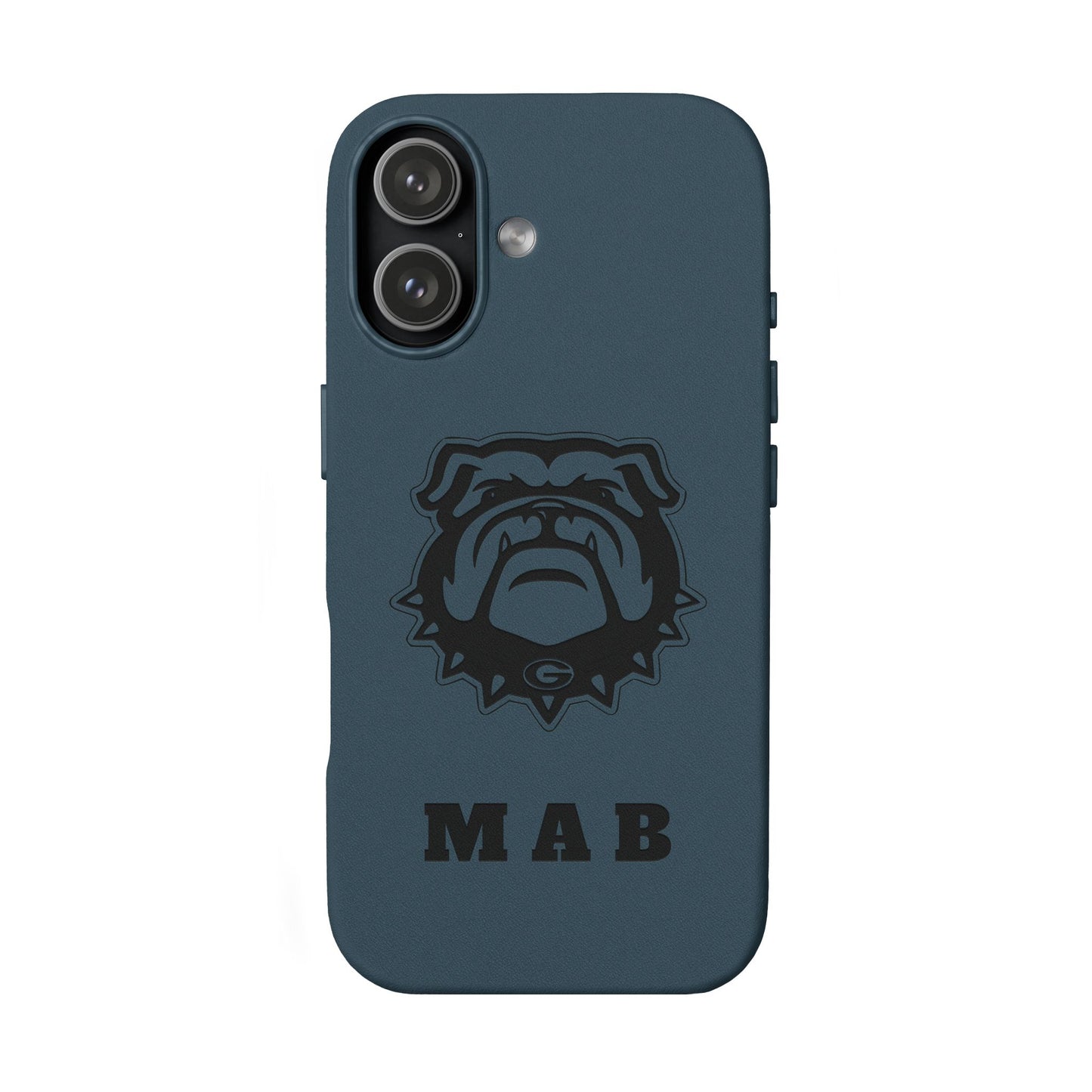 Personalized Georgia Bulldog™ Monogram Engraved PU Leather Phone Case | Custom Initials