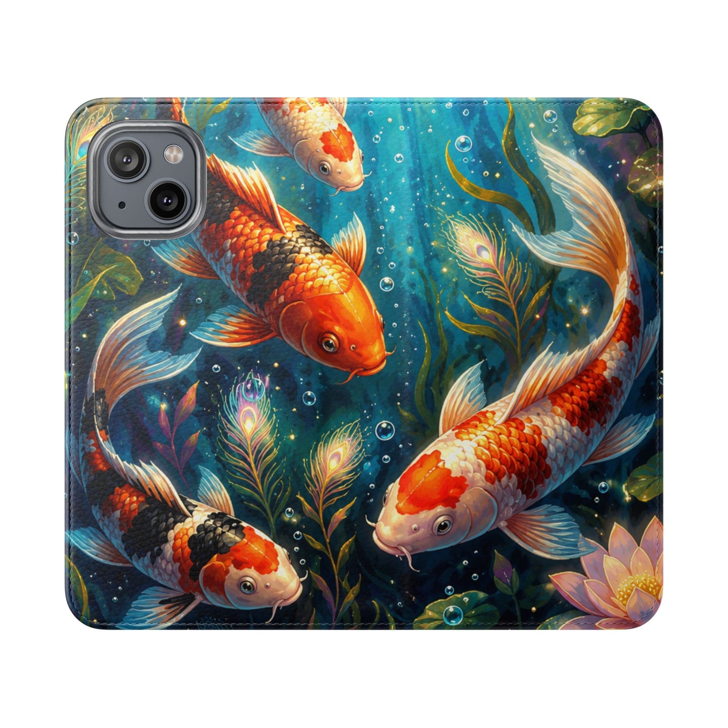Koi Serenity™ Premium Leather Flip Wallet Case for iPhone