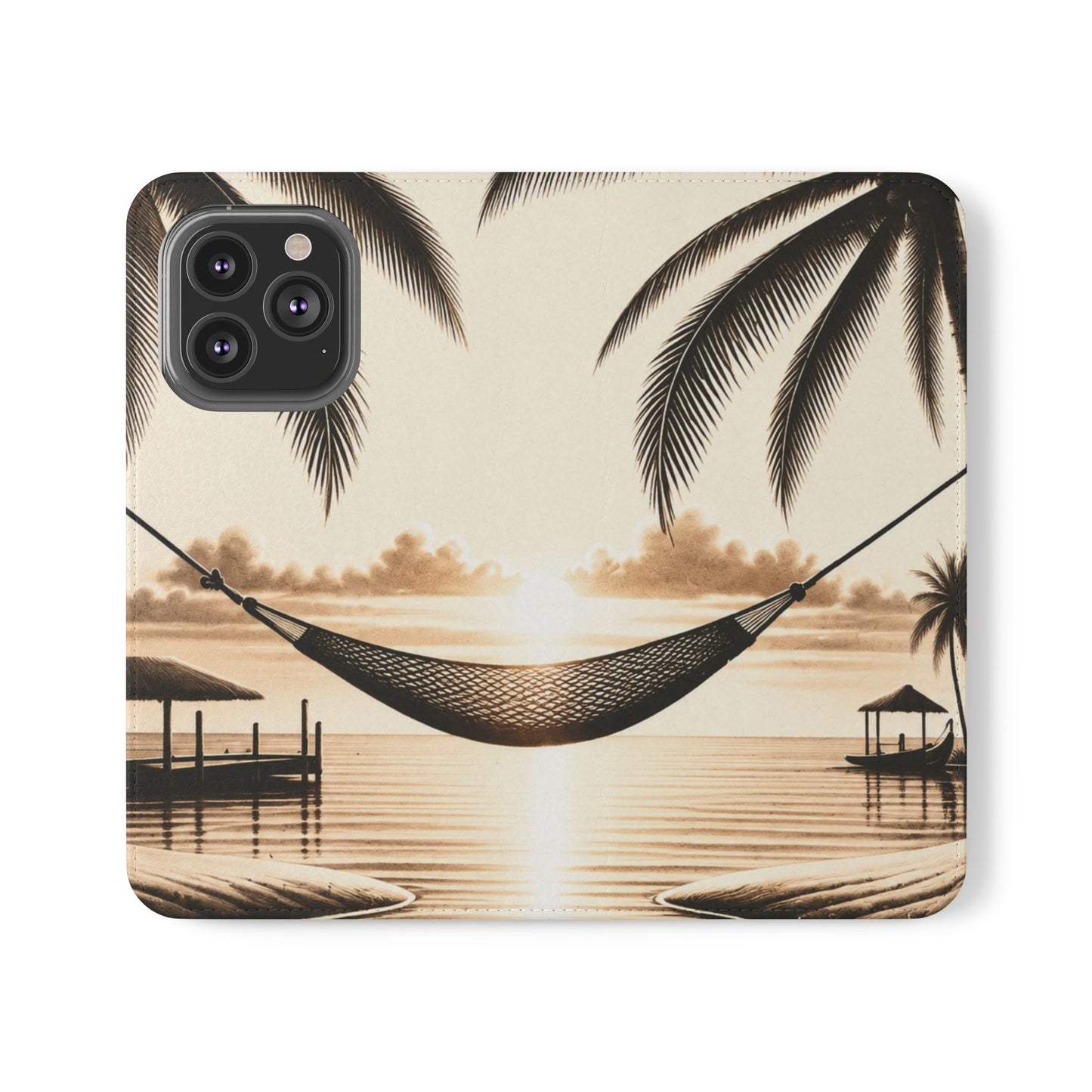 Island Serenity™ Faux Leather Flip Wallet Case for iPhone