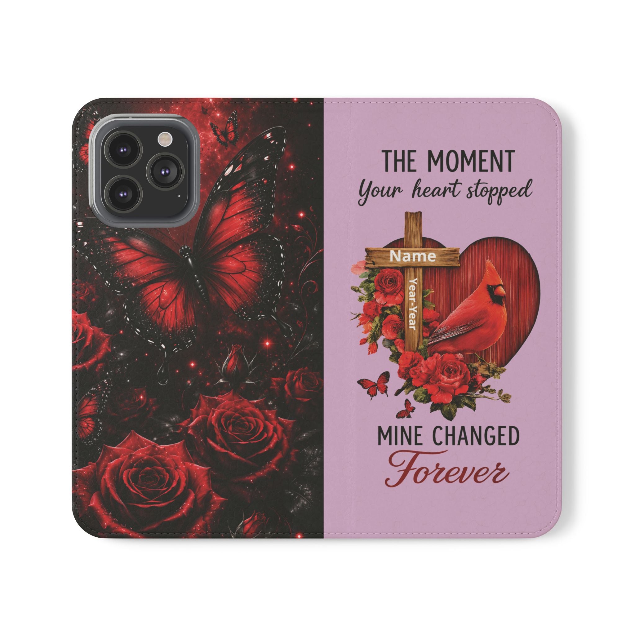 Cardinal's Promise™ Personalized Memorial Flip Wallet Case for iPhone 11-17 Series