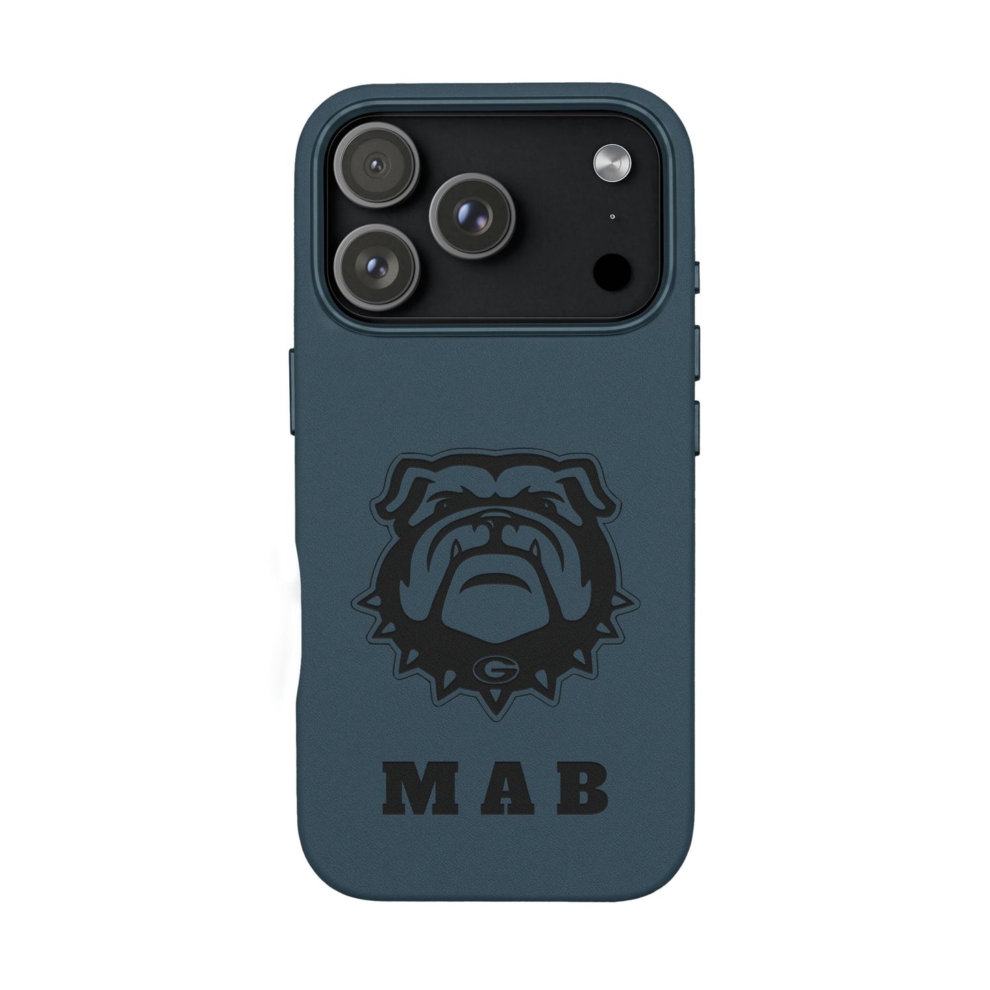 Personalized Georgia Bulldog™ Monogram Engraved PU Leather Phone Case | Custom Initials