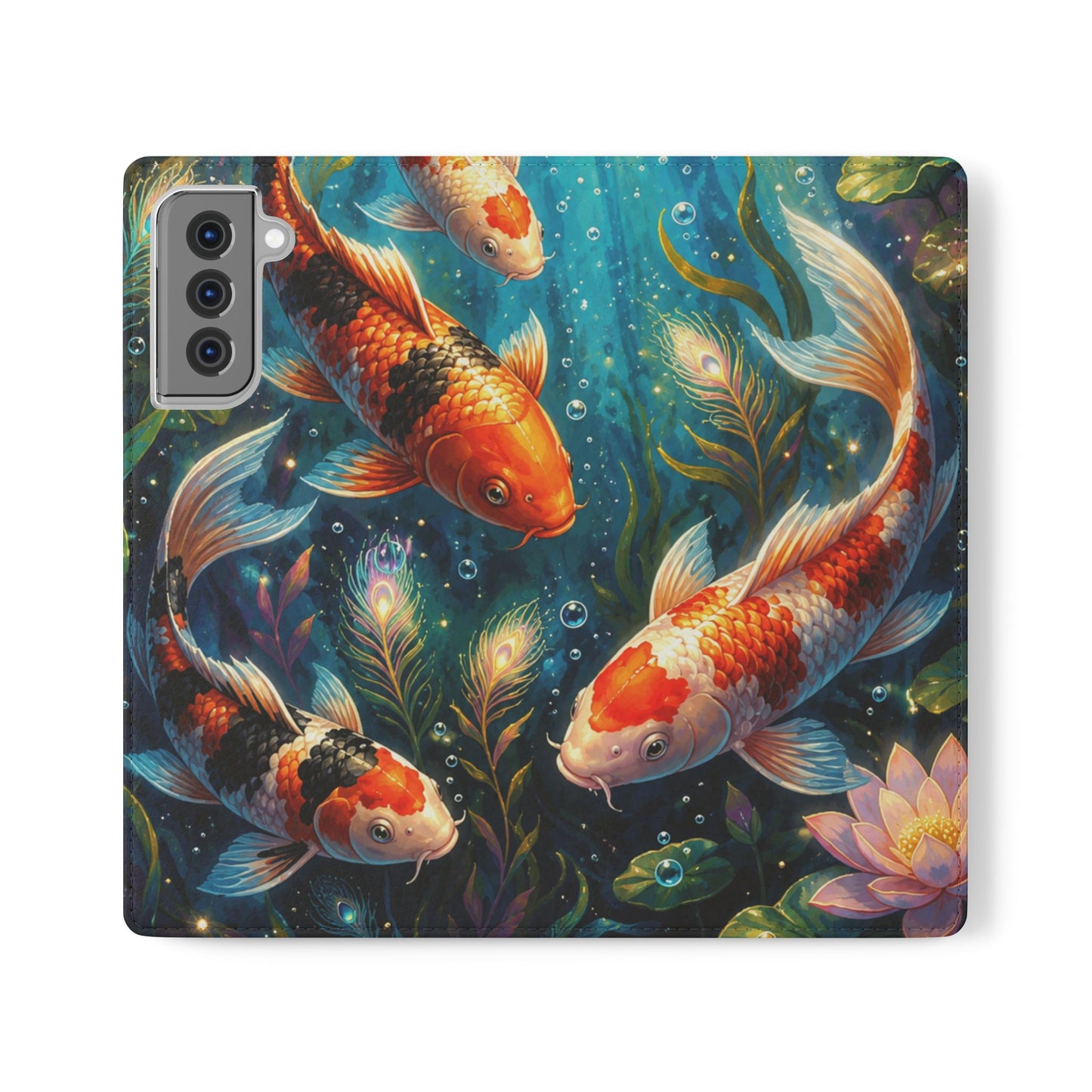 Koi Serenity™ Premium Leather Flip Wallet Case for Samsung Galaxy
