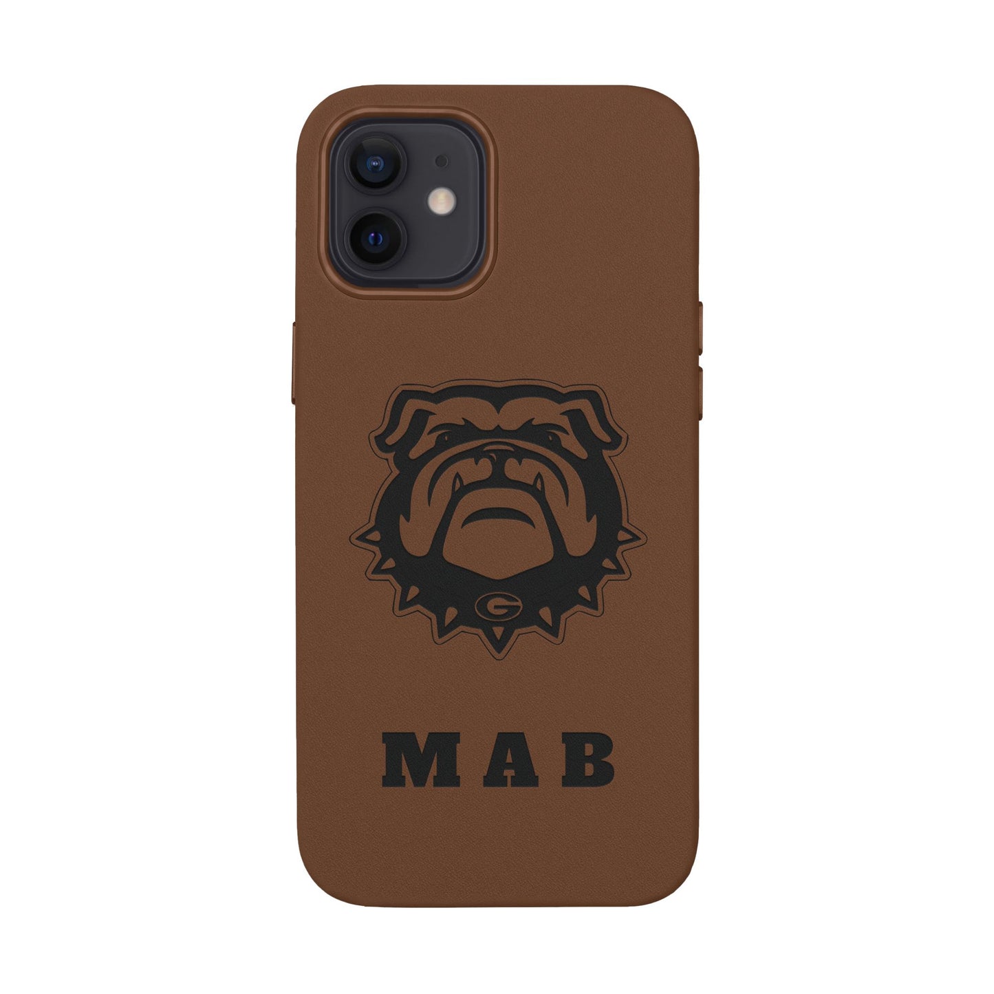 Personalized Georgia Bulldog™ Monogram Engraved PU Leather Phone Case | Custom Initials