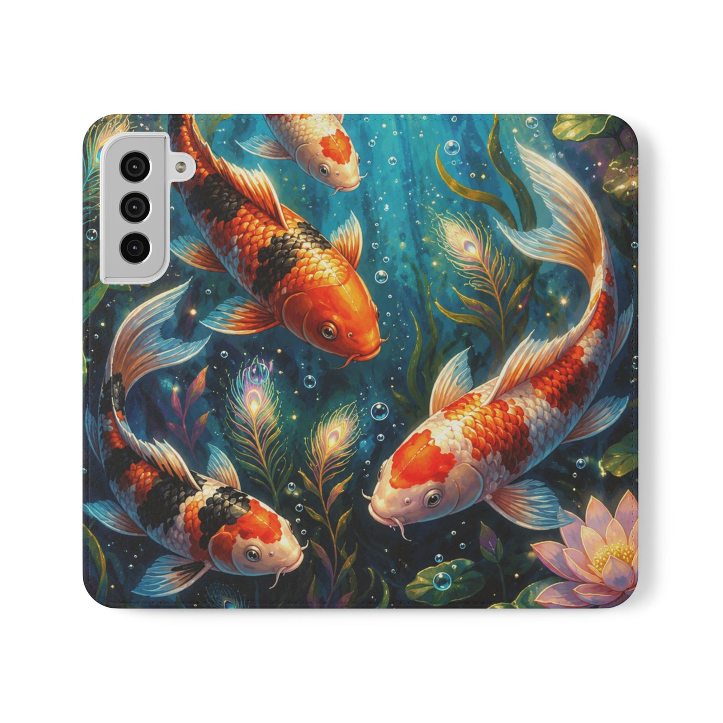 Koi Serenity™ Premium Leather Flip Wallet Case for Samsung Galaxy