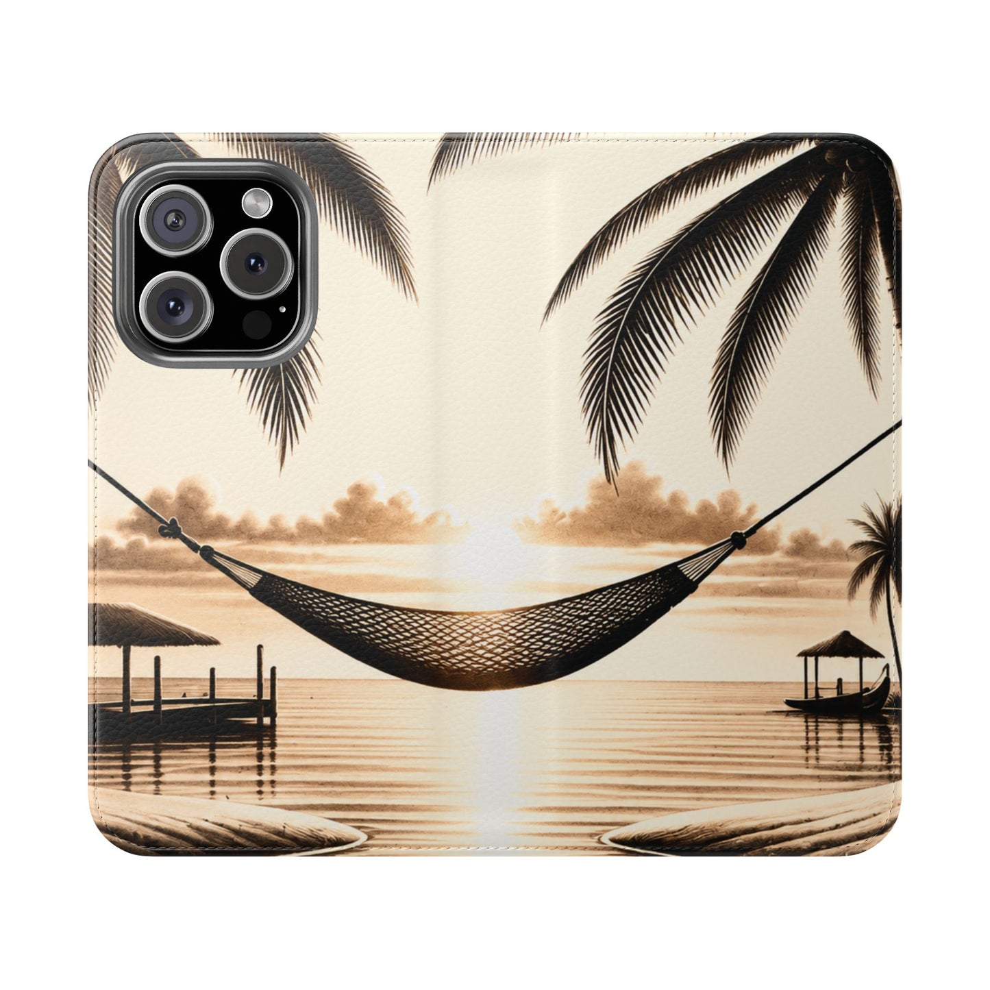 Island Serenity™ Faux Leather Flip Wallet Case for iPhone