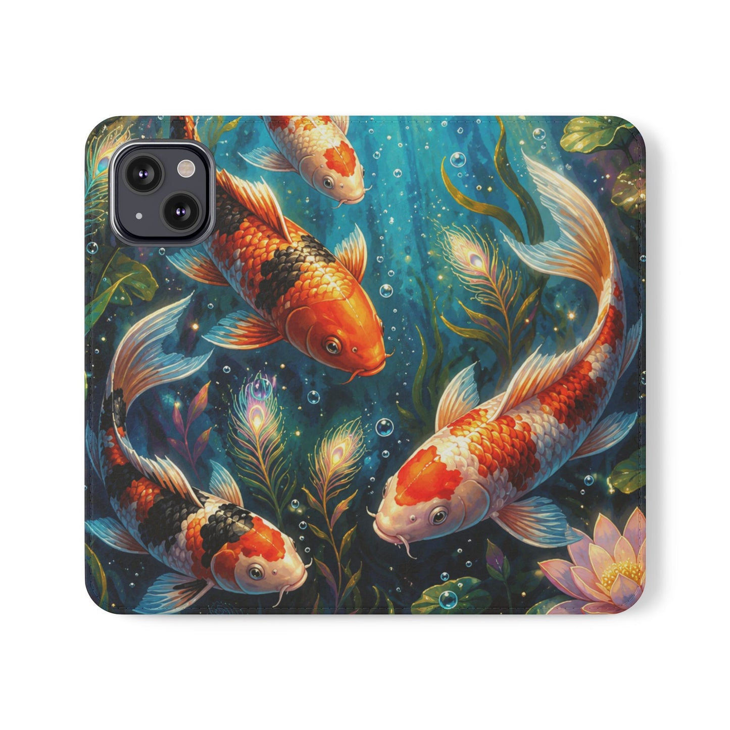 Koi Serenity™ Premium Leather Flip Wallet Case for iPhone