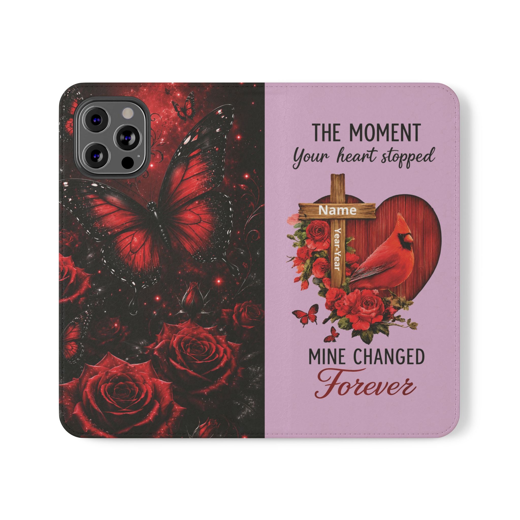 Cardinal's Promise™ Personalized Memorial Flip Wallet Case for iPhone 11-17 Series