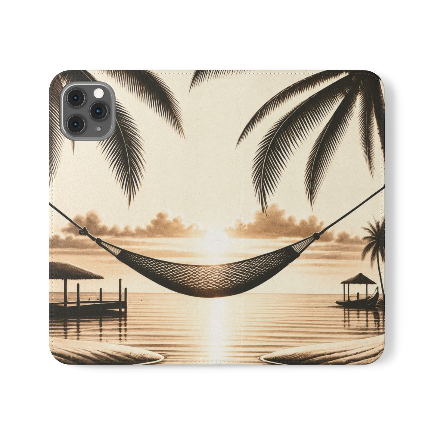Island Serenity™ Faux Leather Flip Wallet Case for iPhone