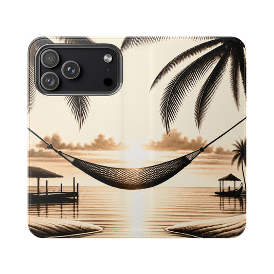 Island Serenity™ Faux Leather Flip Wallet Case for iPhone