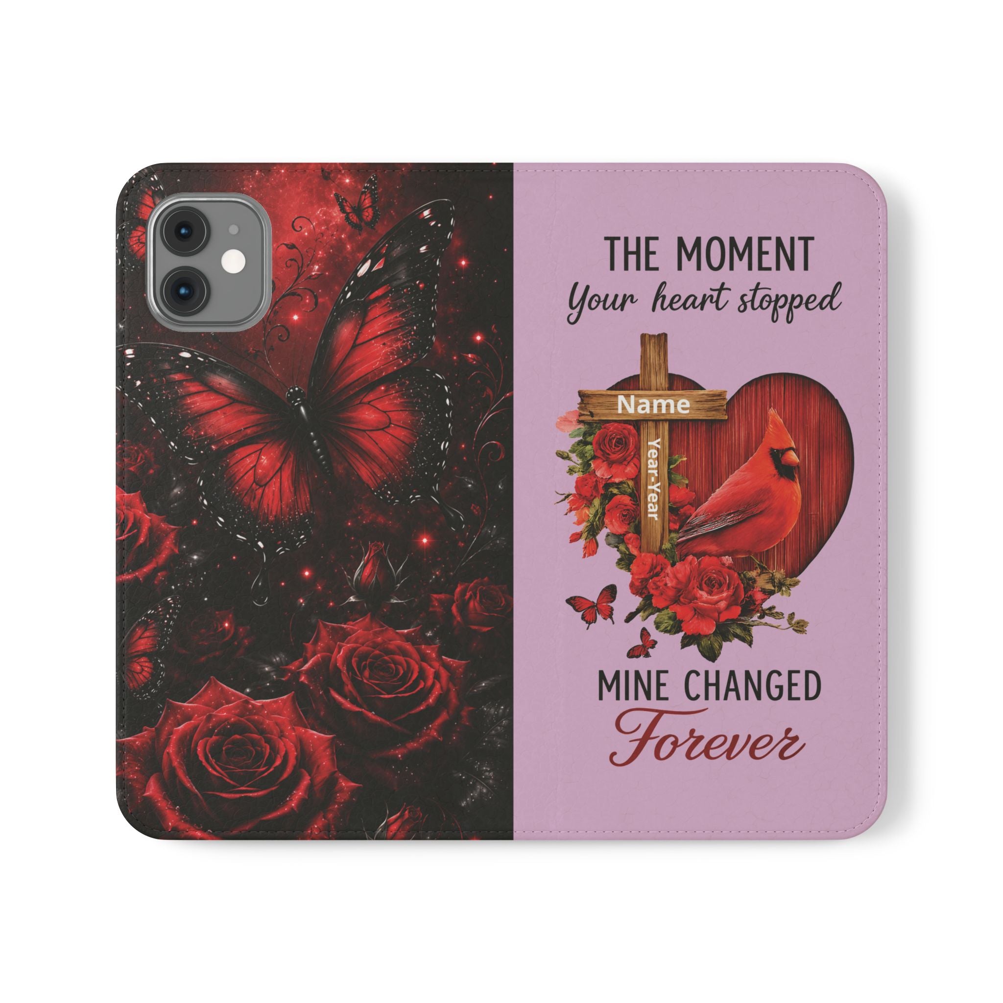 Cardinal's Promise™ Personalized Memorial Flip Wallet Case for iPhone 11-17 Series