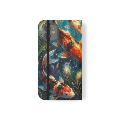 Koi Serenity™ Premium Leather Flip Wallet Case for iPhone
