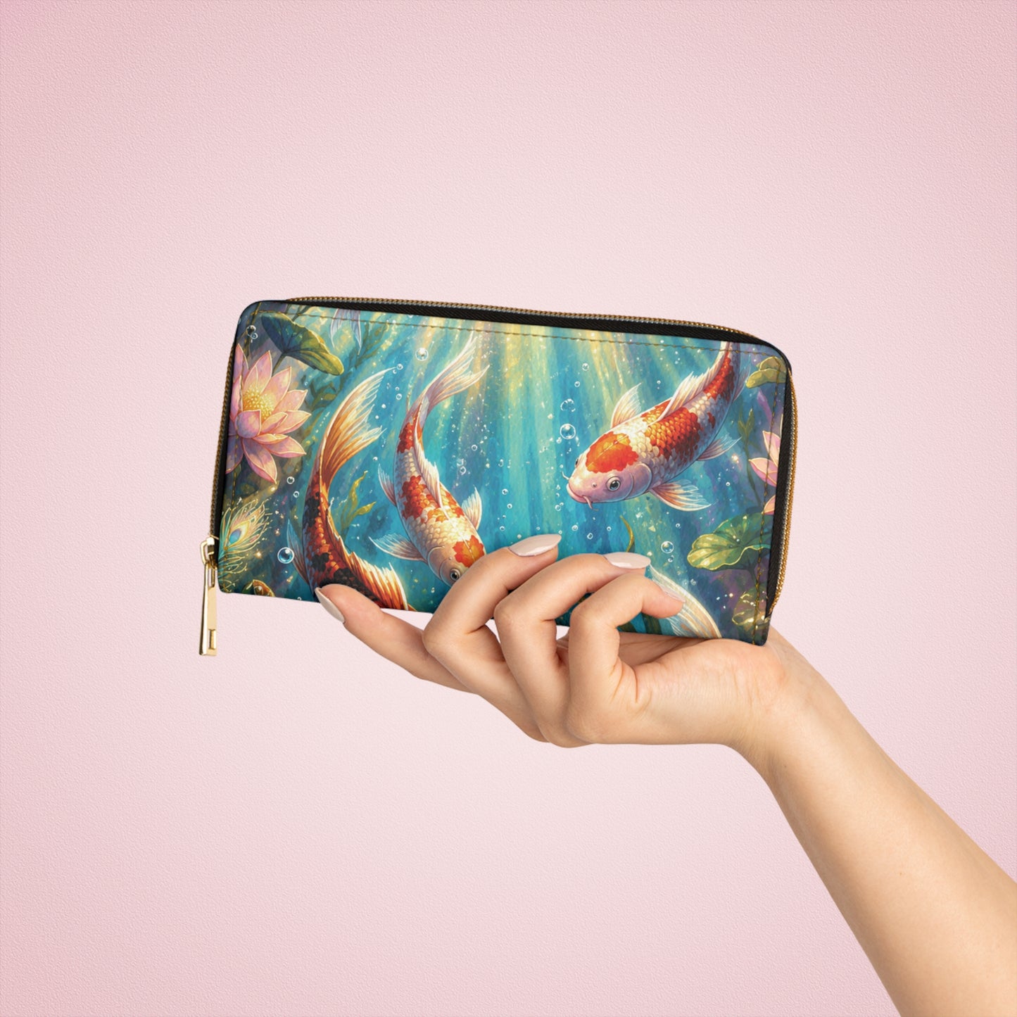 Koi Serenity™ Premium Faux Leather Zipper Wallet