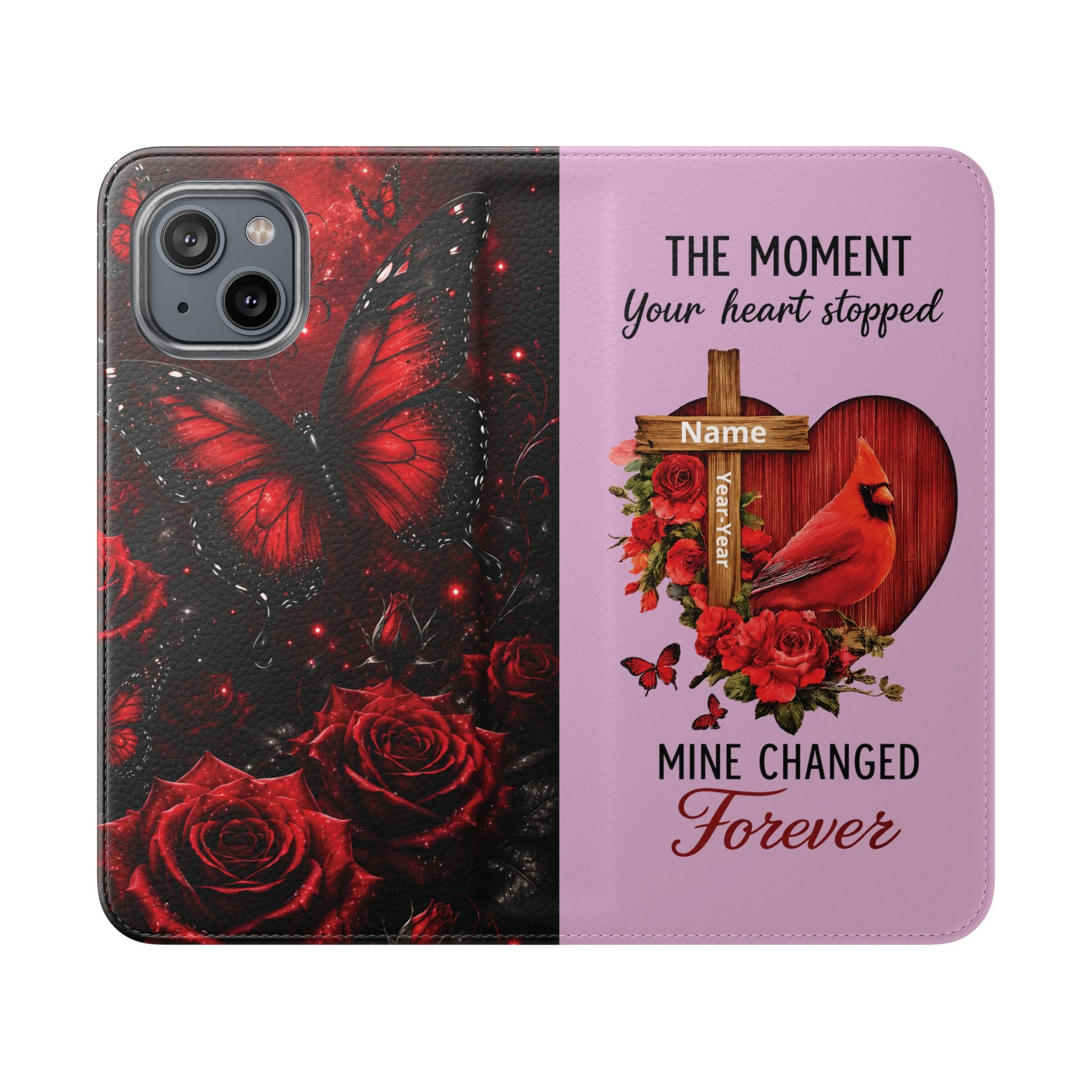 Cardinal's Promise™ Personalized Memorial Flip Wallet Case for iPhone 11-17 Series