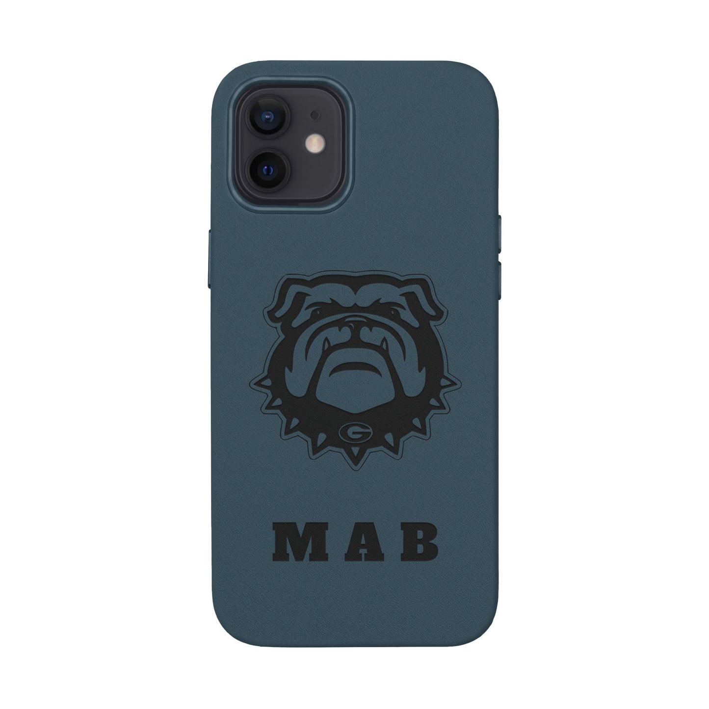 Personalized Georgia Bulldog™ Monogram Engraved PU Leather Phone Case | Custom Initials