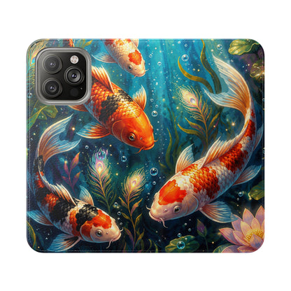 Koi Serenity™ Premium Leather Flip Wallet Case for iPhone