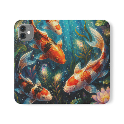 Koi Serenity™ Premium Leather Flip Wallet Case for iPhone