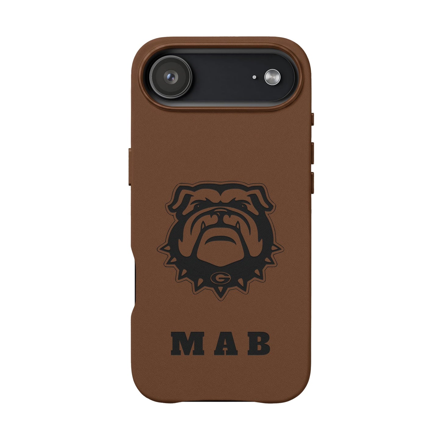 Personalized Georgia Bulldog™ Monogram Engraved PU Leather Phone Case | Custom Initials