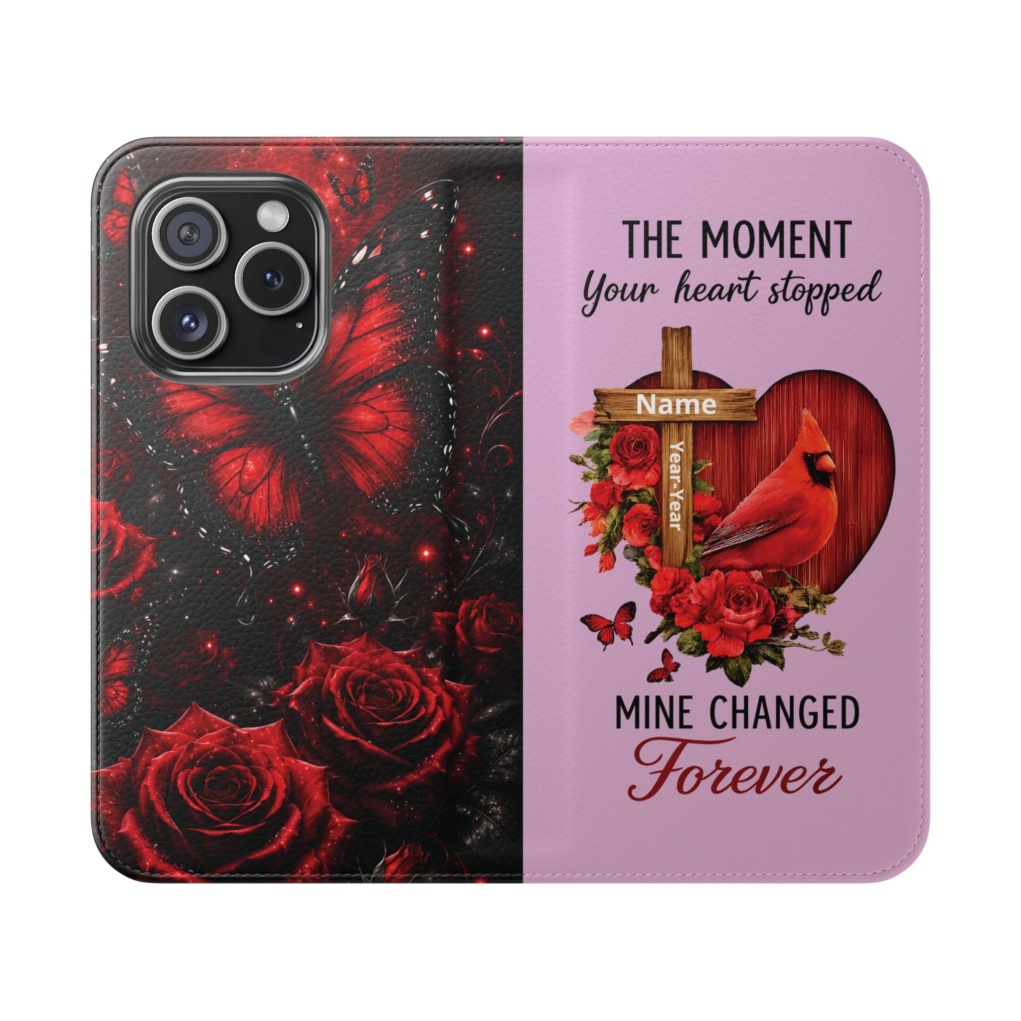 Cardinal's Promise™ Personalized Memorial Flip Wallet Case for iPhone 11-17 Series