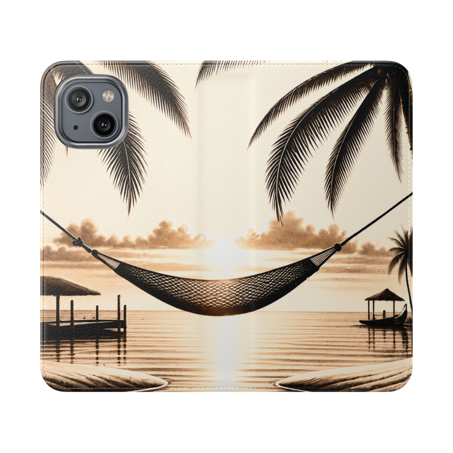 Island Serenity™ Faux Leather Flip Wallet Case for iPhone