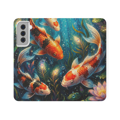 Koi Serenity™ Premium Leather Flip Wallet Case for Samsung Galaxy