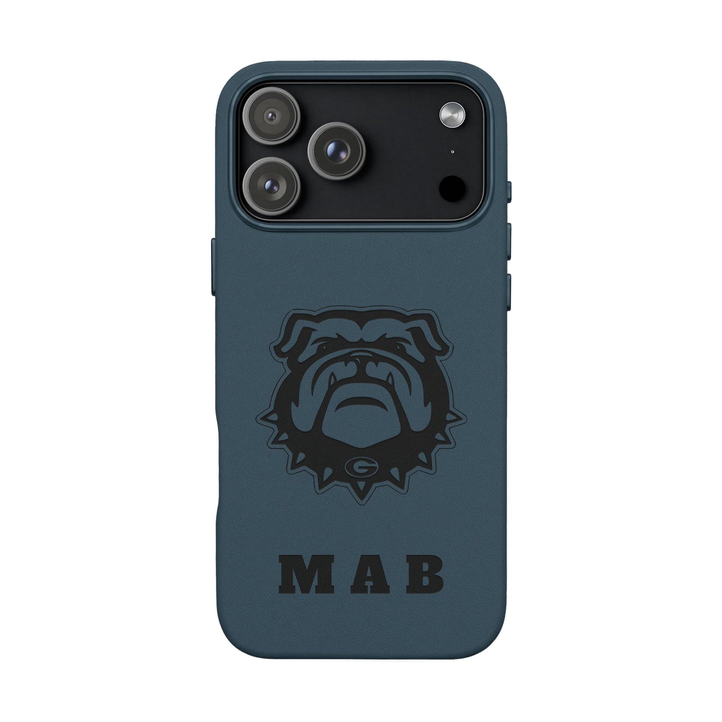 Personalized Georgia Bulldog™ Monogram Engraved PU Leather Phone Case | Custom Initials