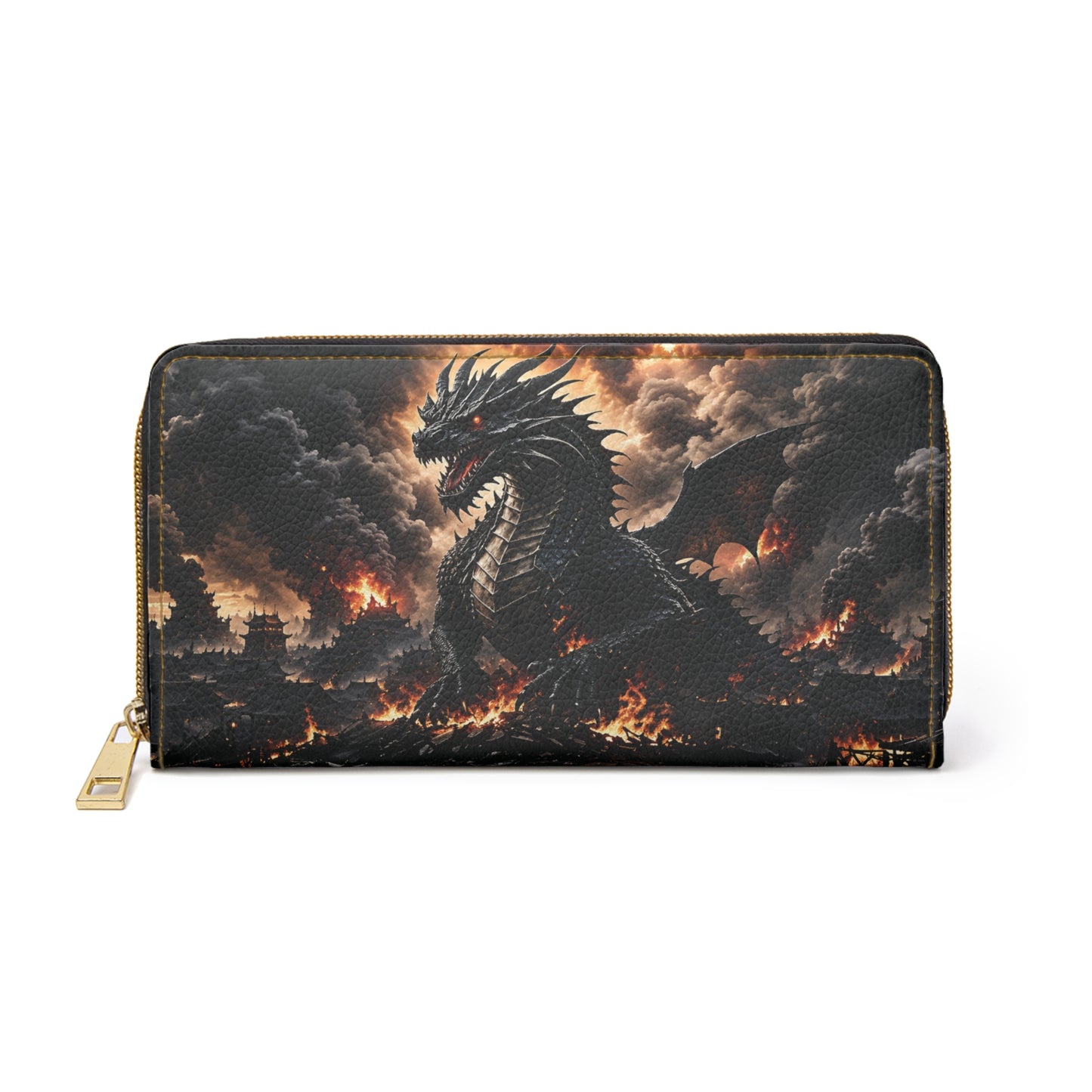 Ashen Dominion™ Zipper Wallet | Dragon Faux Leather Zip Around Wallet