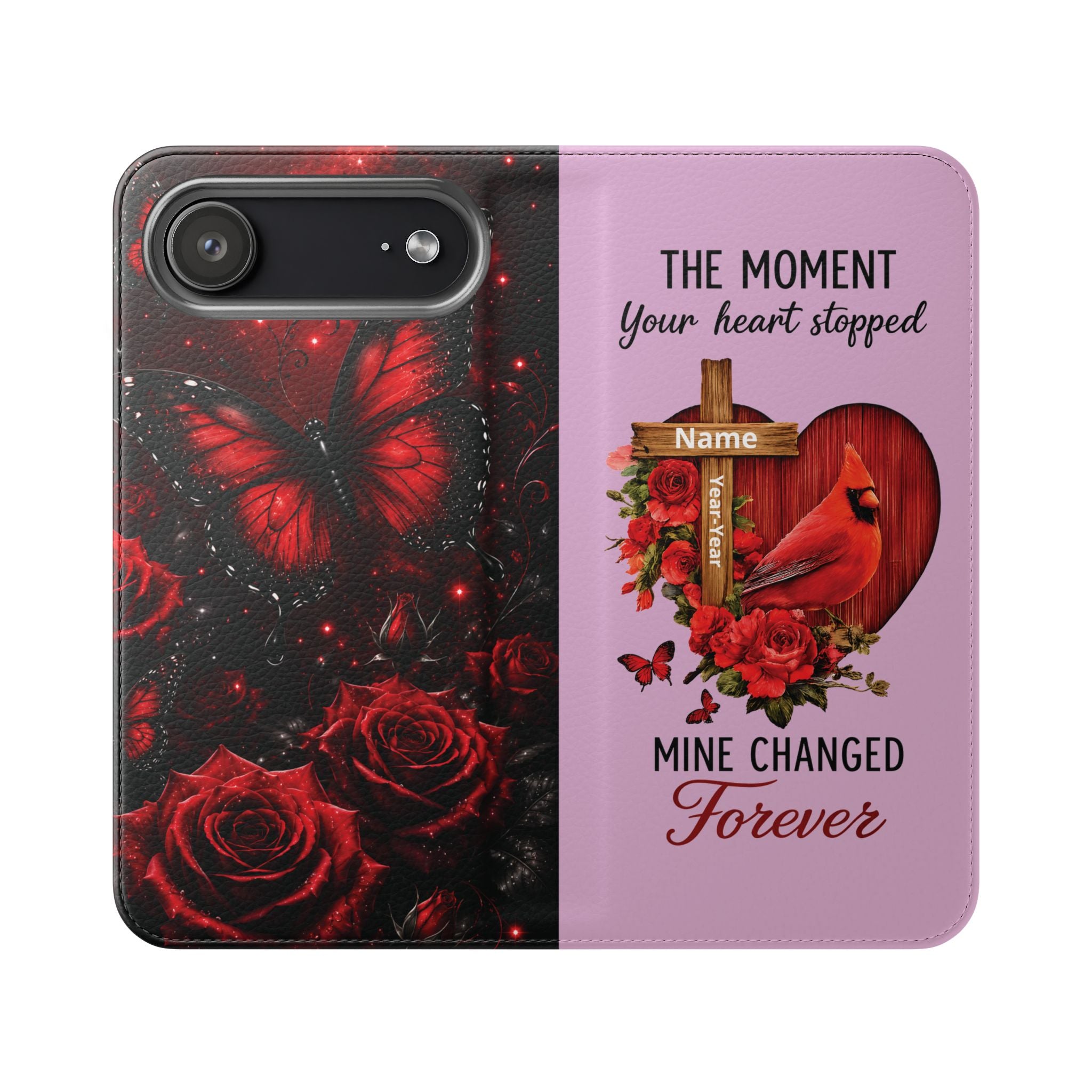 Cardinal's Promise™ Personalized Memorial Flip Wallet Case for iPhone 11-17 Series