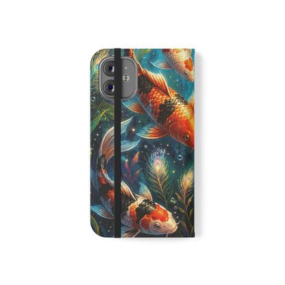 Koi Serenity™ Premium Leather Flip Wallet Case for iPhone