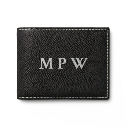 Personalized Monogram RFID Bi-Fold Wallet with Flip-Up ID Holder | Custom Engraved Initials Wallet