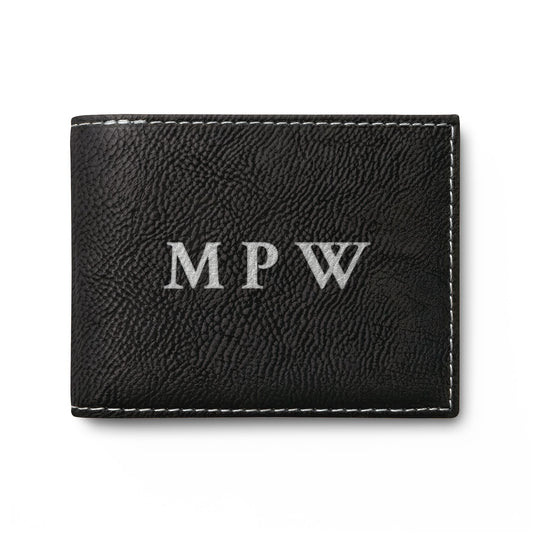 Personalized Monogram RFID Bi-Fold Wallet with Flip-Up ID Holder | Custom Engraved Initials Wallet