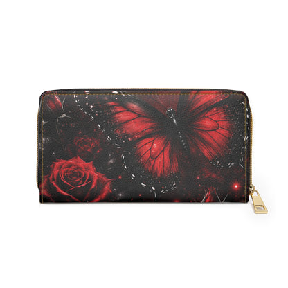 Crimson Metamorphosis™ Zipper Wallet | Faux Leather Wallet with RFID-Style Organization