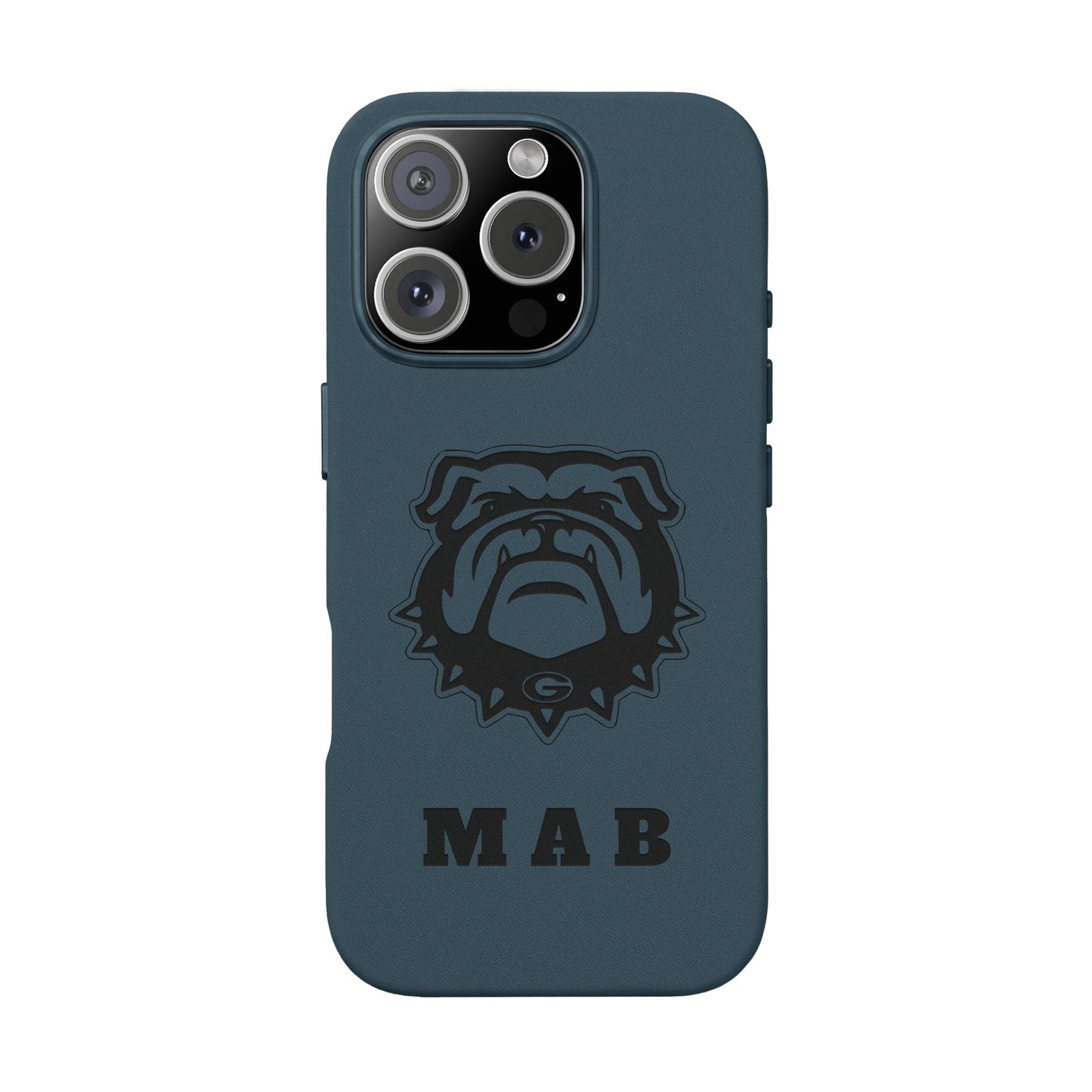 Personalized Georgia Bulldog™ Monogram Engraved PU Leather Phone Case | Custom Initials