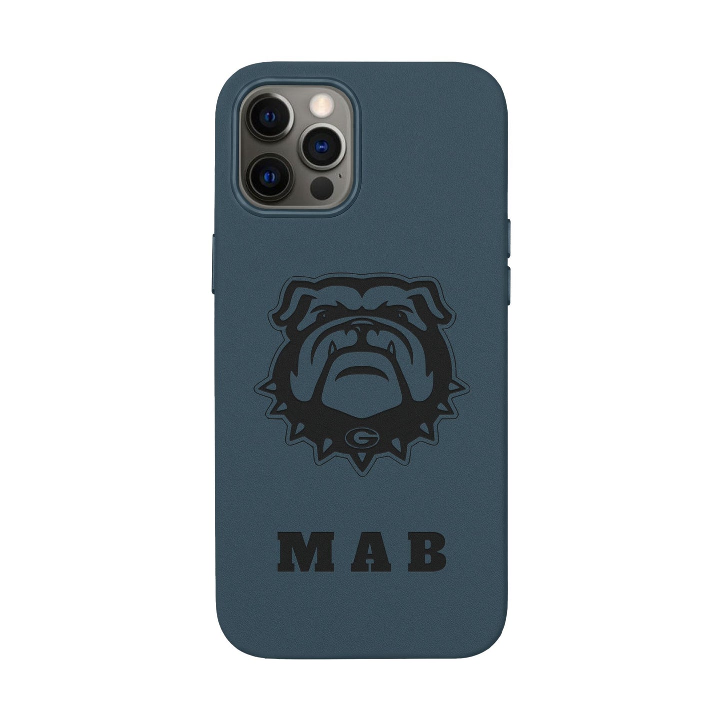 Personalized Georgia Bulldog™ Monogram Engraved PU Leather Phone Case | Custom Initials